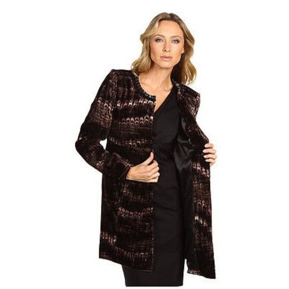 $648 ELIE TAHARI Cassandra JACKET Coat VELVET Vanilla Bean ( XS )
